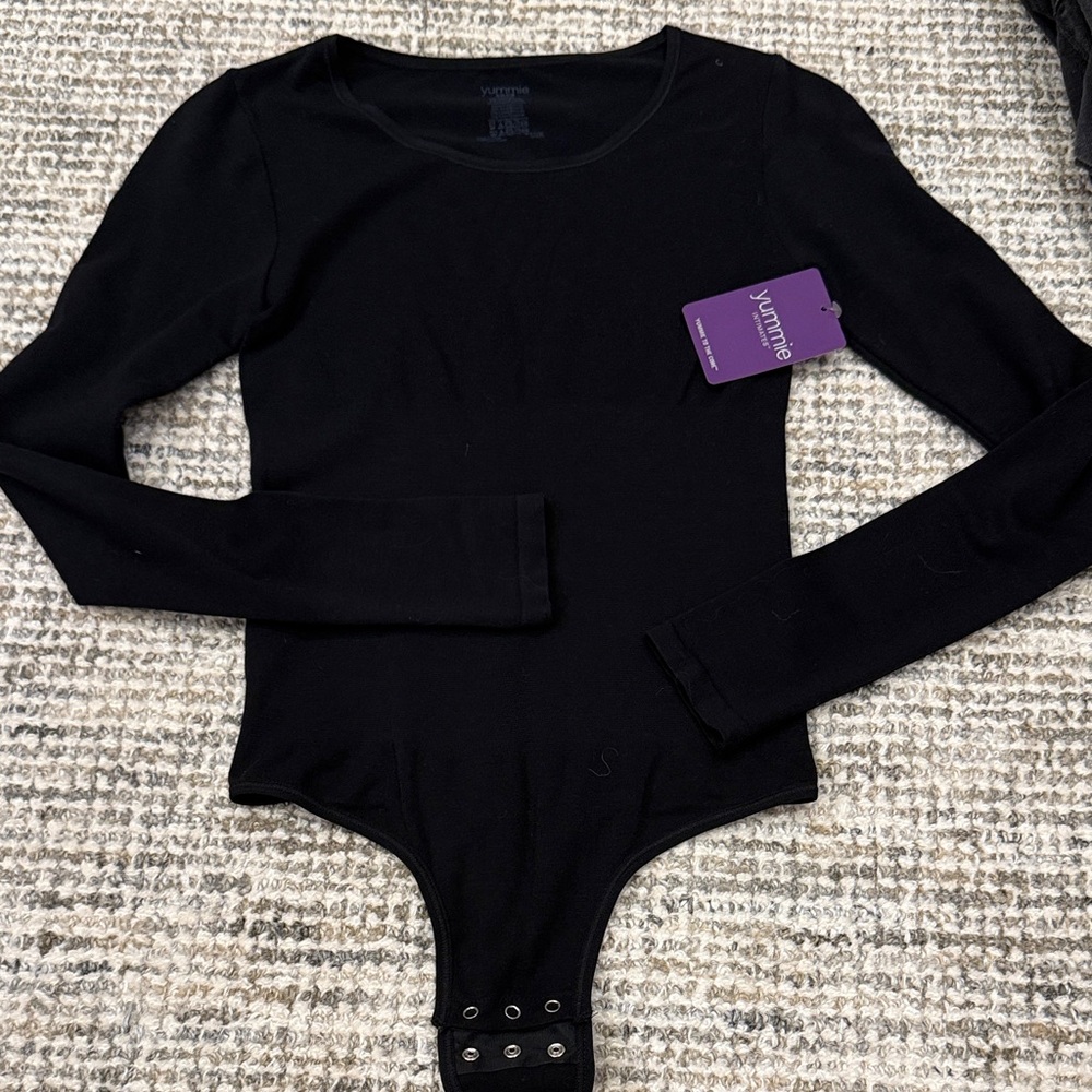 NWT Yummie Women's Long Sleeve Black Bodysuit